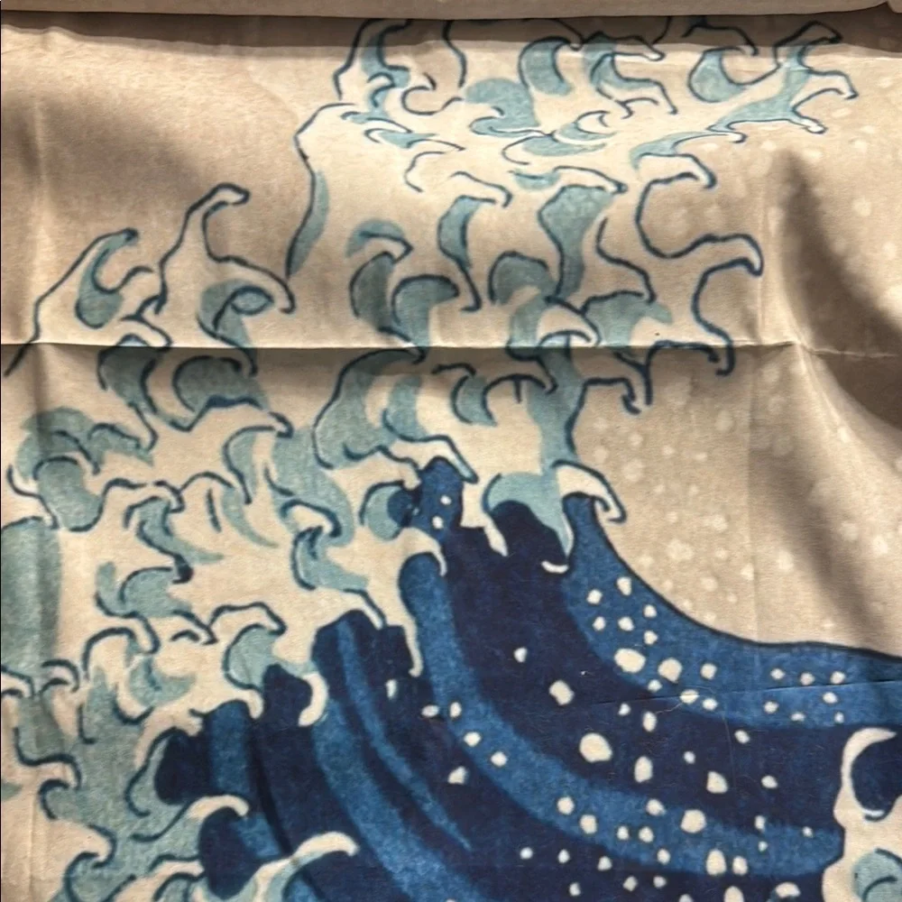 Blue and White Japanese Wave Tapestry